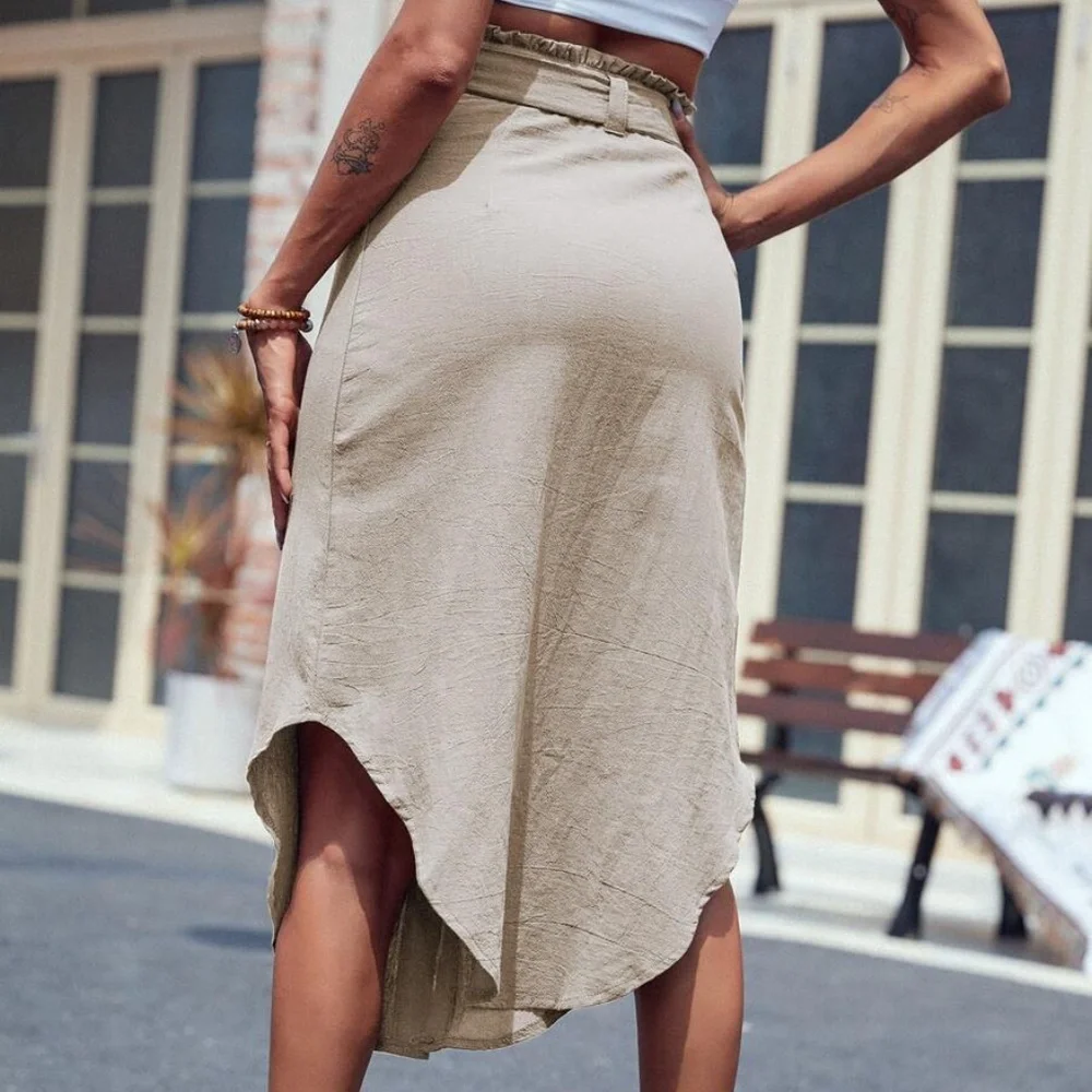 Boho Button up Belted Office Work Skirt - Picture 10 of 10